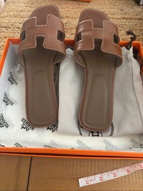 Tan Leather Sandals 38